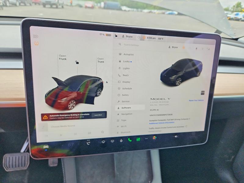2021 Tesla Model y VIN 5YJYGDEE8MF272636 COPART salvage auction — FRONT END, Or - Salvage Title Certificate, sold $125 on 2026-07-29 (photo 9)