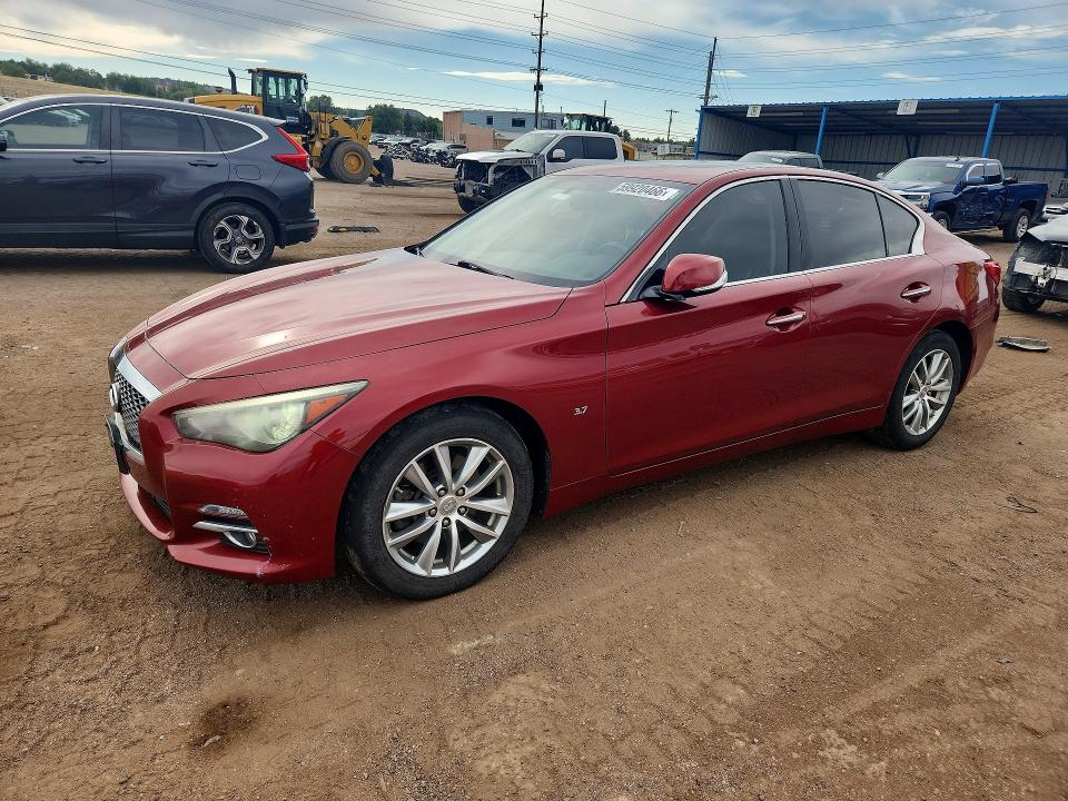2014 Infiniti Q50 VIN JN1BV7AR7EM693099 COPART salvage auction — HAIL, Co - Certificate Of Title, sold $8,100 on 2026-08-12 (photo 1)