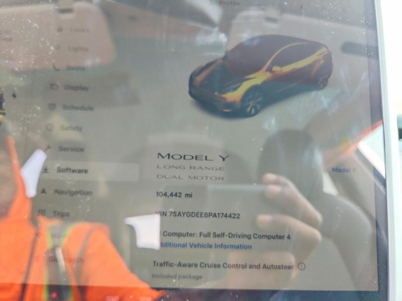 2023 Tesla Model y VIN 7SAYGDEE8PA174422 COPART salvage auction — FRONT END, Ny - Certificate Of Title, sold $1,150 on 2026-07-21 (photo 9)