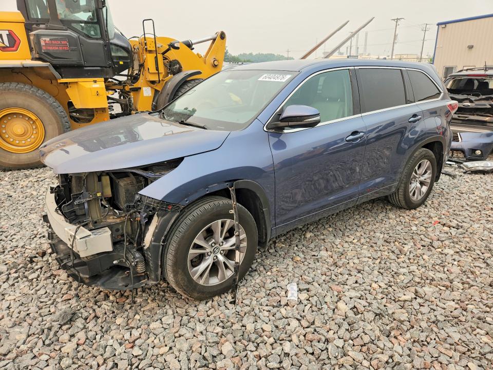 2016 Toyota Highlander VIN 5TDBKRFH3GS344854 COPART salvage auction — FRONT END, WI - CLEAN TTL-MANUFACTURER BUYBACK, sold $4,400 on 2026-07-27 (photo 1)