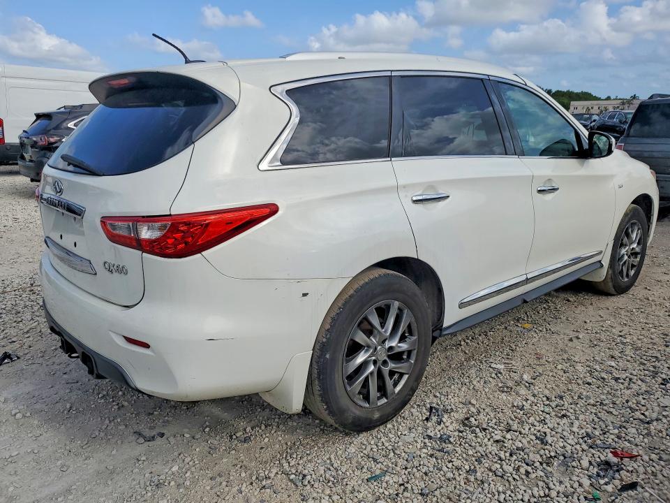 2014 Infiniti Qx60 VIN 5N1AL0MMXEC516229 COPART salvage auction — MINOR DENT/SCRATCHES, Fl - Cert Of Title-Slvg Rebld Flood, sold $725 on 2026-07-31 (photo 3)