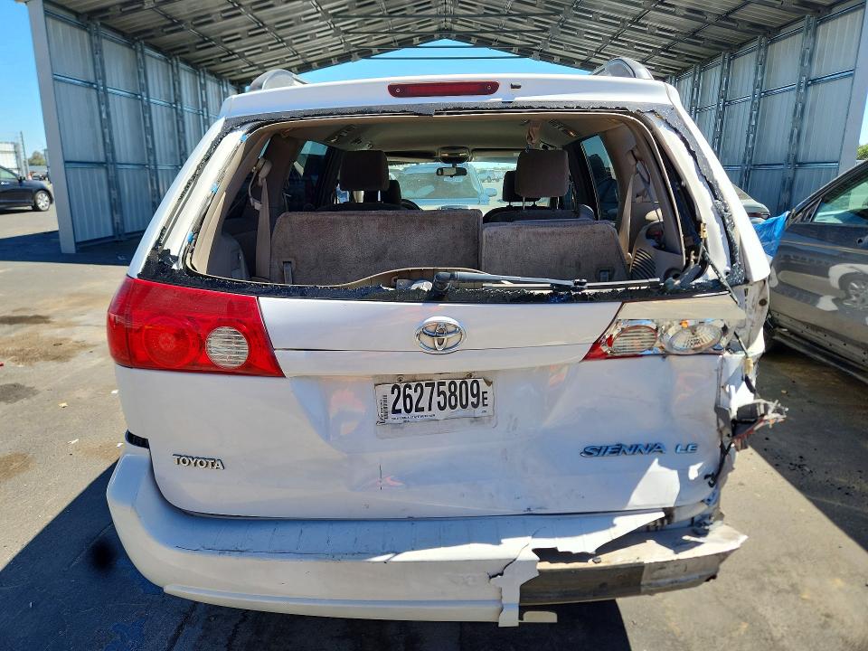 2006 Toyota Sienna VIN 5TDZA23C56S517984 COPART salvage auction — REAR END, Ca - Salvage Certificate, sold $575 on 2026-07-27 (photo 6)
