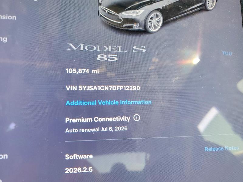 2013 Tesla VIN 5YJSA1CN7DFP12290 COPART salvage auction — MINOR DENT/SCRATCHES, MT - CERTIFICATE OF TITLE, sold $3,750 on 2026-07-27 (photo 9)