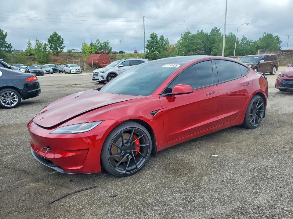 2026 Tesla Model 3 VIN 5YJ3E1ET8TF194838 COPART salvage auction — SIDE, Sc - Cert Of Title-Salvage, sold $27,500 on 2026-09-11 (photo 1)
