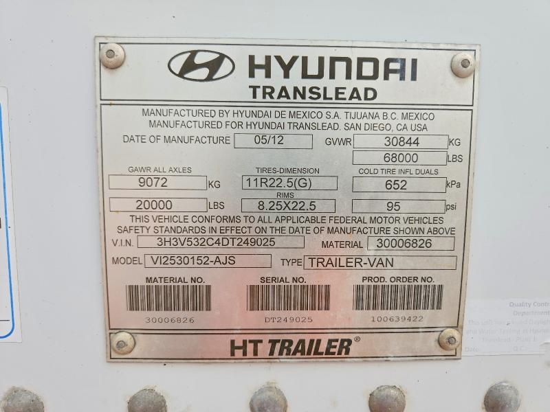 2013 Hyundai translead inc . VIN 3H3V532C4DT249025 COPART salvage auction — FRONT END, AZ - CERT OF TITLE - SALVAGE, sold $1,600 on 2026-07-30 (photo 9)