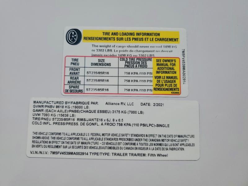 2021 Alliance Valor VIN 7M5FV4539MA002914 COPART salvage auction — HAIL, NE - CERT OF TITLE-SALVAGE, sold $24,100 on 2026-08-27 (photo 9)