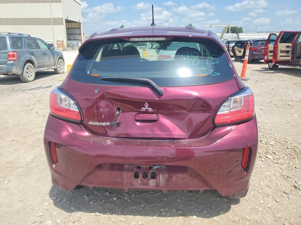 2021 Mitsubishi Mirage VIN ML32AUHJ7MH007290 COPART salvage auction — REAR END, Mo - Salvage Certificate Of Title, sold $750 on 2026-07-28 (photo 6)