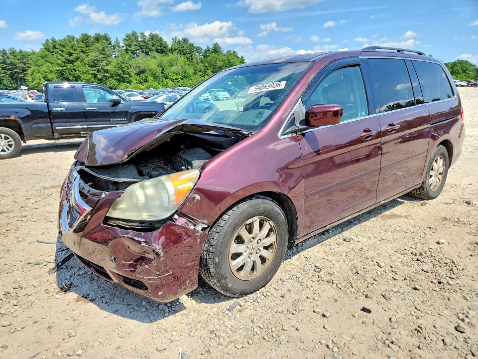 2008 Honda Odyssey VIN 5FNRL38768B100957 COPART salvage auction — FRONT END, MA - CERT OF TITLE-RECONSTRCTD COLL, sold $400 on 2026-07-09 (photo 1)
