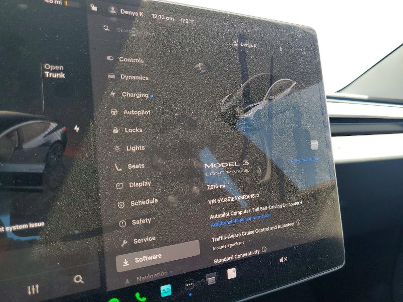 2025 Tesla Model 3 VIN 5YJ3E1EAXSF051872 COPART salvage auction — FRONT END, Ca - Salvage Certificate, sold $25 on 2026-07-28 (photo 9)