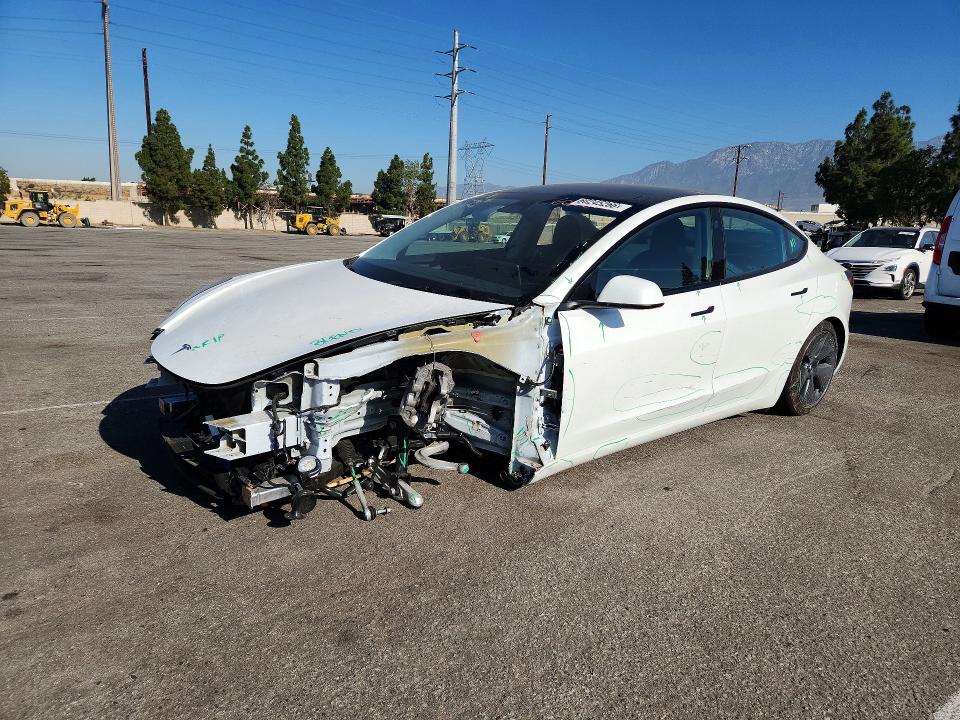 2023 Tesla Model 3 VIN 5YJ3E1EA3PF555543 COPART salvage auction — FRONT END, Ca - Salvage Certificate, sold $6,200 on 2026-07-16 (photo 1)