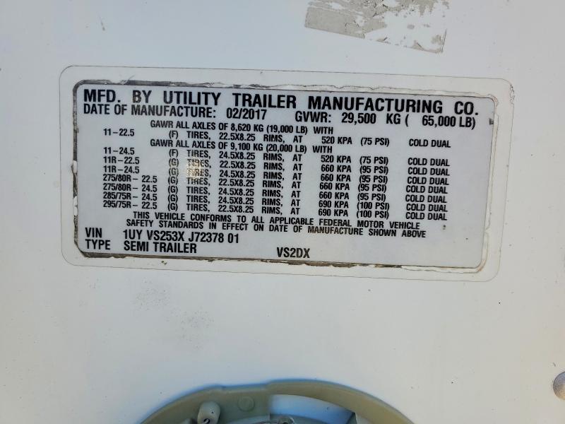 2018 Utility trailer Trailer VIN 1UYVS253XJ7237801 COPART salvage auction — UNDERCARRIAGE, AZ - CERT OF TITLE - SALVAGE, sold $175 on 2026-07-30 (photo 8)
