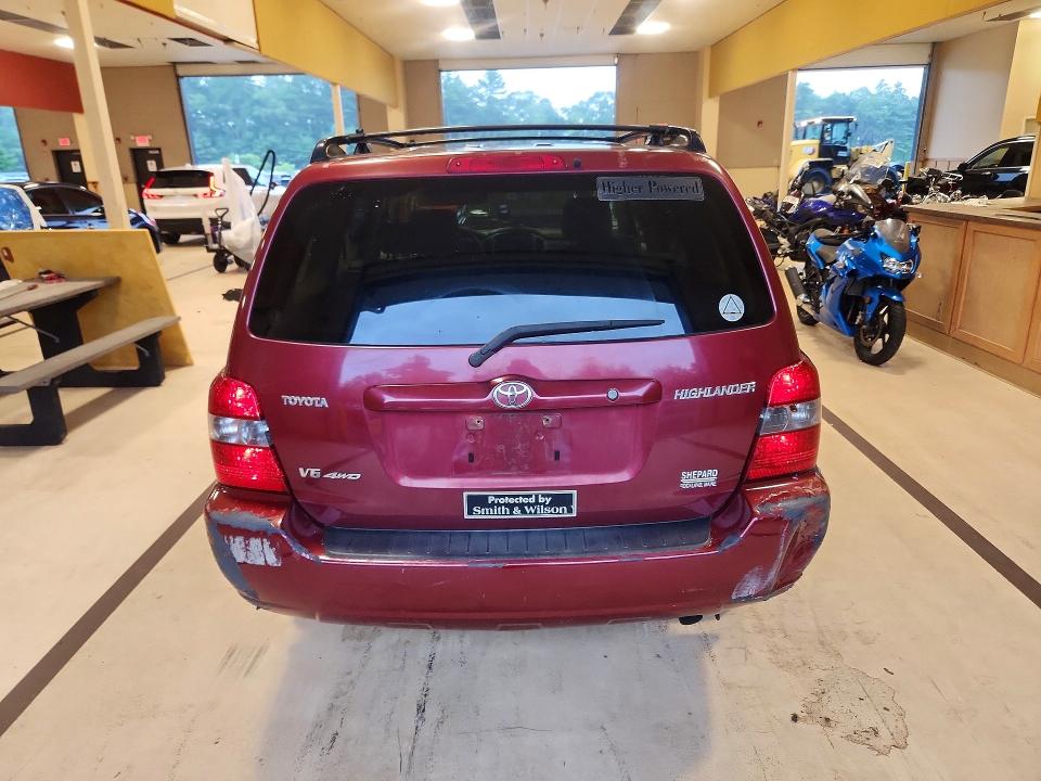 2005 Toyota Highlander VIN JTEEP21A550115572 COPART salvage auction — REAR END, Ma - Cert Of Title-Salvage, sold $775 on 2026-07-28 (photo 6)