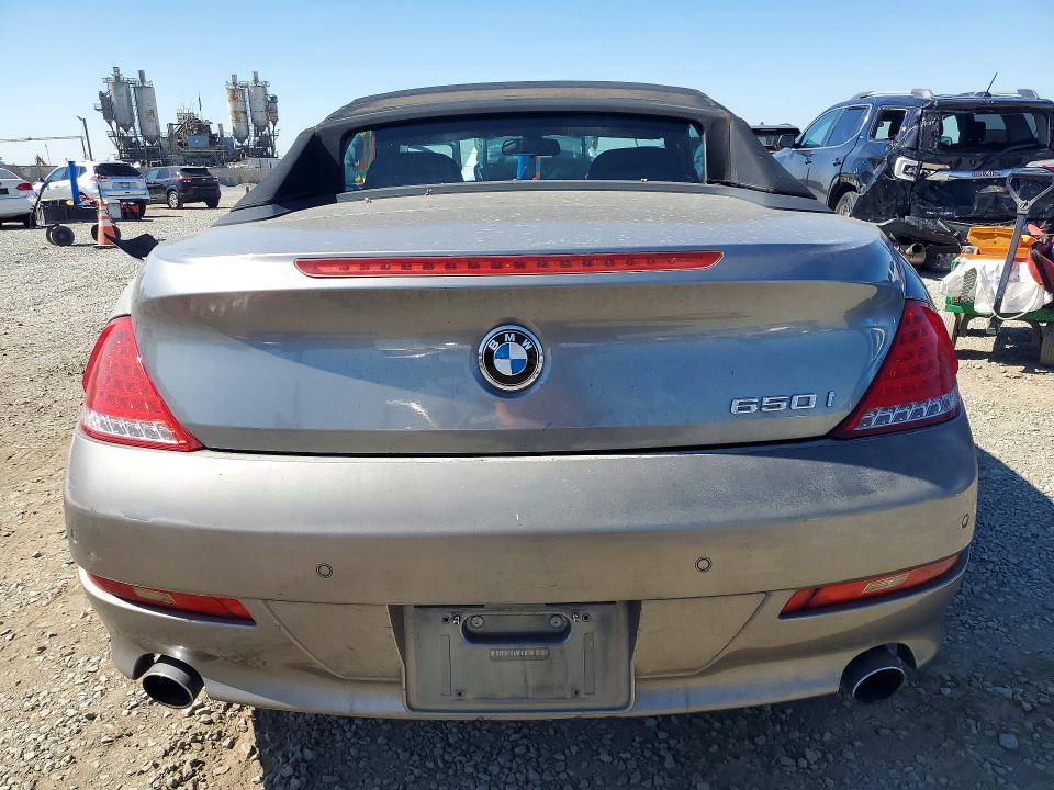 2008 BMW 6 series VIN WBAEB53518CX62605 COPART salvage auction — MINOR DENT/SCRATCHES, Ca - Dis/Dlr/Exp Only Clean Title, sold $375 on 2026-07-31 (photo 6)