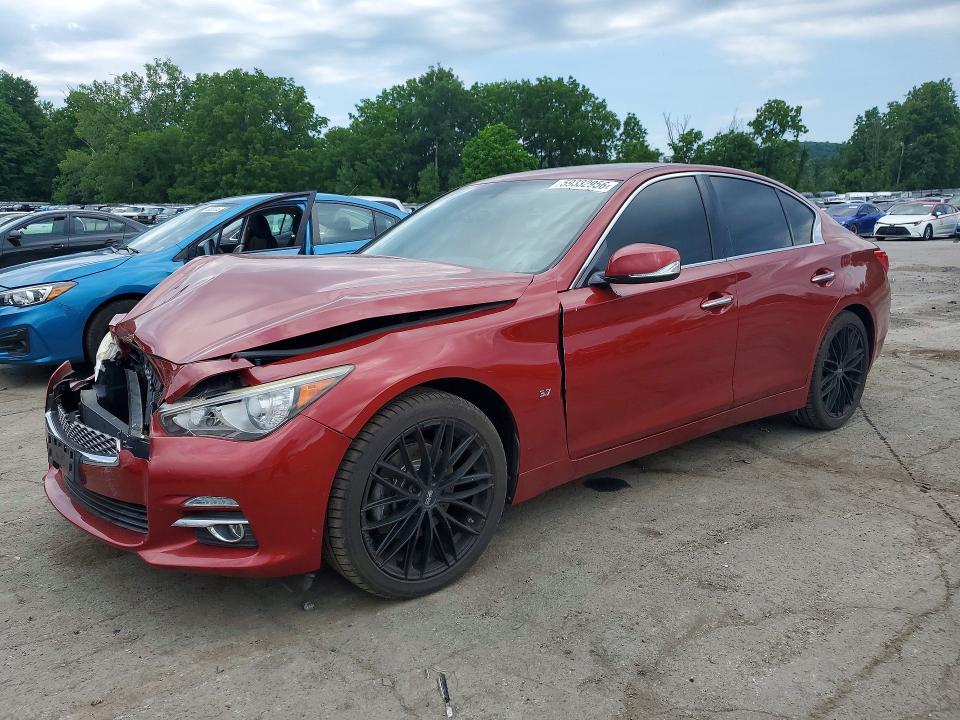 2014 Infiniti Q50 VIN JN1BV7AR9EM681259 COPART salvage auction — FRONT END, Ny - Mv-907A Salvage Certificate, sold $350 on 2026-07-21 (photo 1)