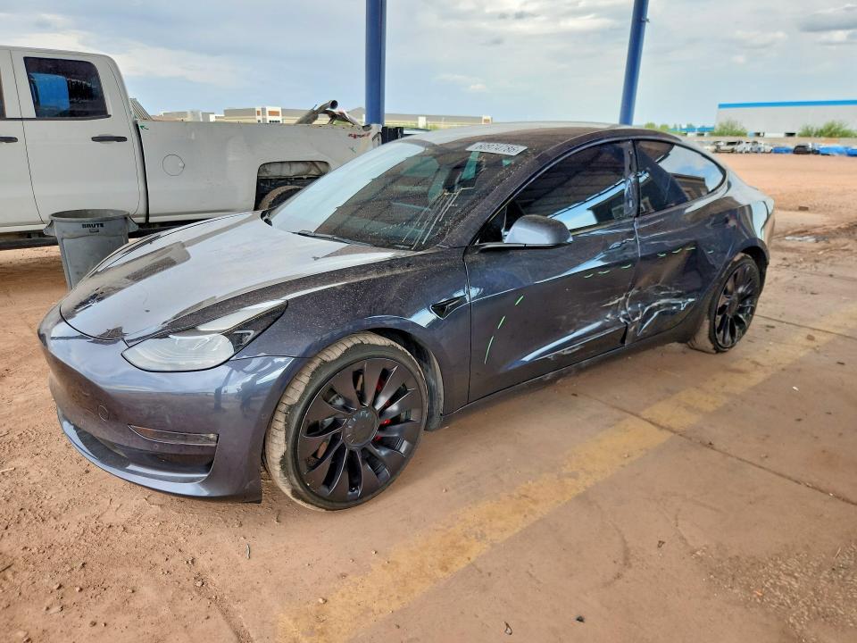 2022 Tesla Model 3 VIN 5YJ3E1EC3NF177285 COPART salvage auction — SIDE, Salvage Title, sold $1,100 on 2026-07-21 (photo 1)