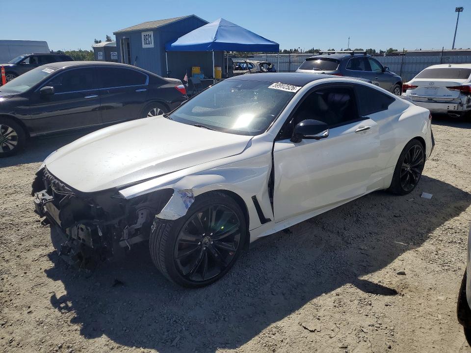 2021 Infiniti Q60 VIN JN1FV7LK1MM530013 COPART salvage auction — FRONT END, Ca - Salvage Certificate, sold $9,600 on 2026-08-20 (photo 1)