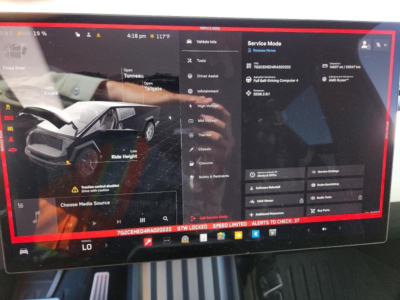 2024 Tesla Cybertruck VIN 7G2CEHED4RA020222 COPART salvage auction — FRONT END, Ca - Salvage Certificate, sold $28,000 on 2026-08-26 (photo 9)