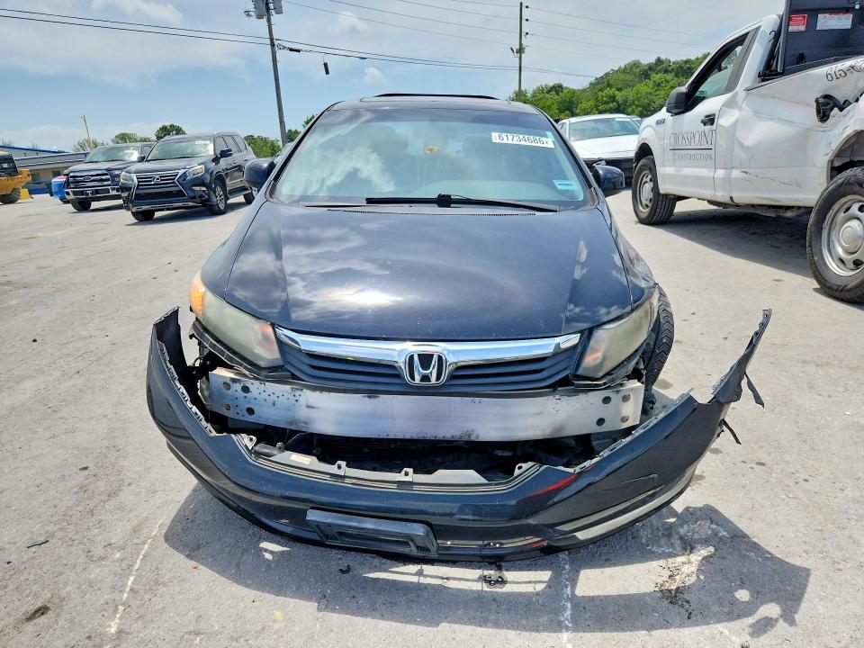 2012 Honda Civic VIN 19XFB2F83CE088583 COPART salvage auction — FRONT END, Tn - Salvage Certificate, sold $600 on 2026-07-27 (photo 5)