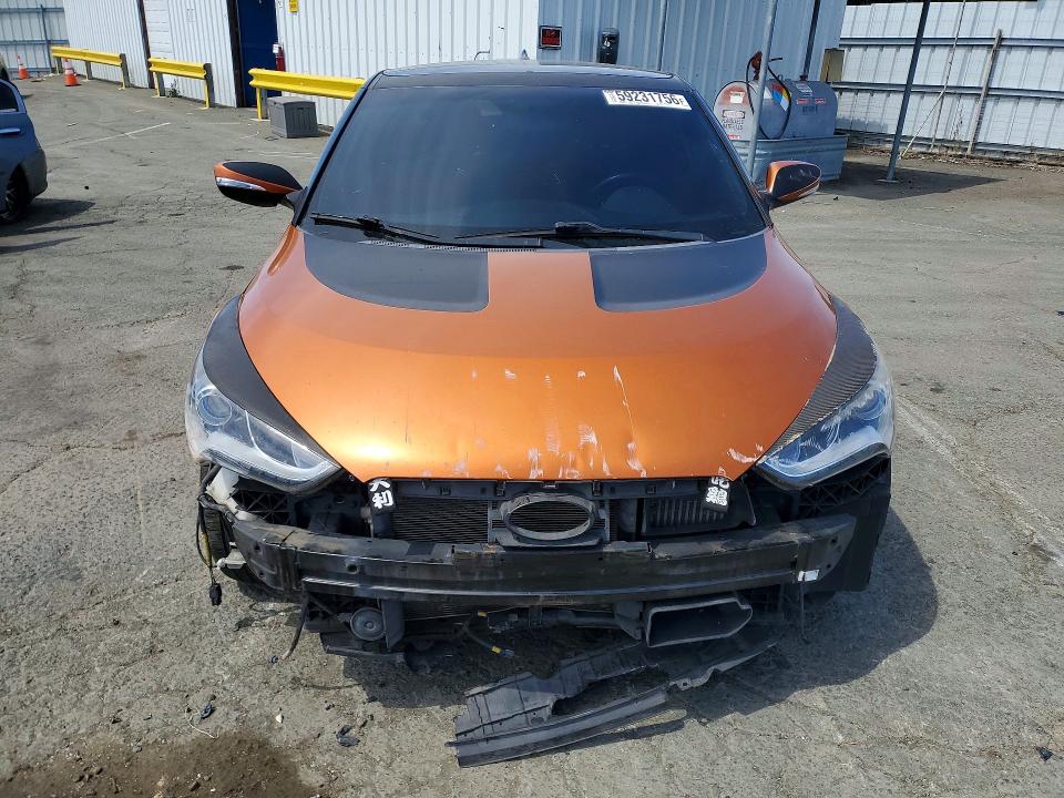 2016 Hyundai Veloster VIN KMHTC6AE4GU295197 COPART salvage auction — FRONT END, Ca - Salvage Certificate, sold $650 on 2026-07-17 (photo 5)