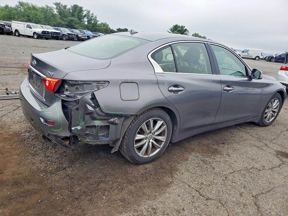 2014 Infiniti Q50 VIN JN1BV7AR8EM701114 COPART salvage auction — REAR END, Pa - Certificate Of Salvage, sold $1,350 on 2026-07-31 (photo 3)