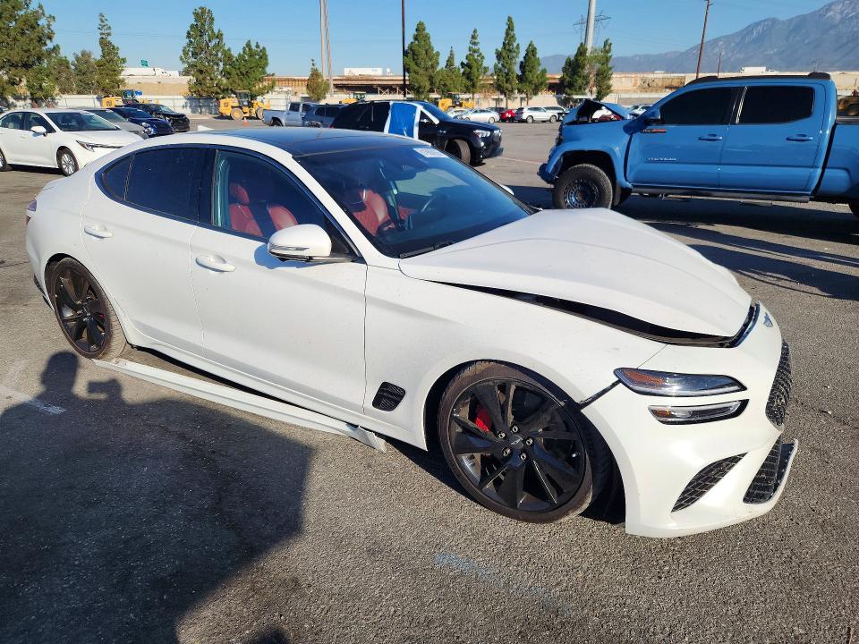 2023 Genesis G70 VIN KMTG54TE6PU123885 COPART salvage auction — FRONT END, CA - SALVAGE CERTIFICATE, sold $5,900 on 2026-09-01 (photo 1)