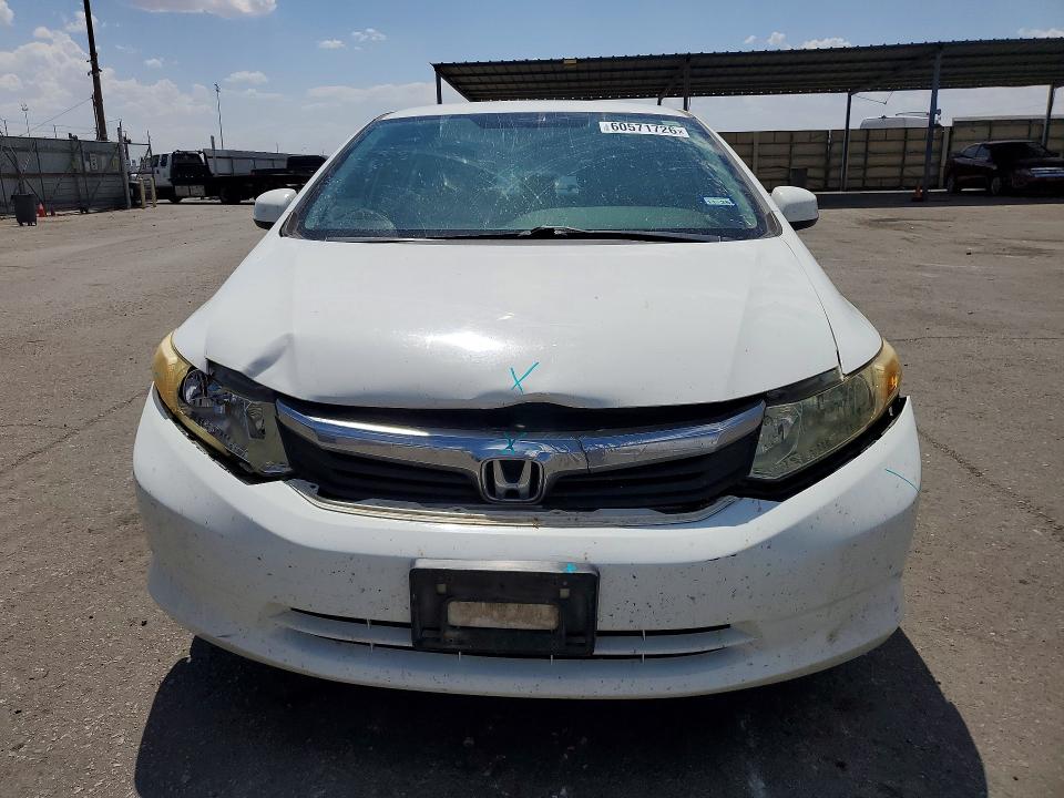 2012 Honda Civic VIN 2HGFB2F53CH598363 COPART salvage auction — FRONT END, Tx - Salvage Vehicle Title, sold $1,150 on 2026-07-31 (photo 5)