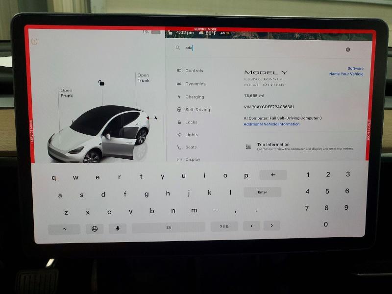 2023 Tesla Model y VIN 7SAYGDEE7PA086381 COPART salvage auction — SIDE, Mn - Cert Of Title-Salvage, sold $3,700 on 2026-08-18 (photo 9)