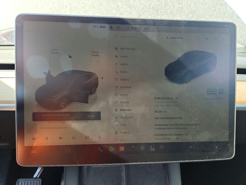2023 Tesla Model y VIN 7SAYGDEE4PA113102 COPART salvage auction — FRONT END, Ca - Salvage Certificate, sold $8,100 on 2026-08-28 (photo 9)