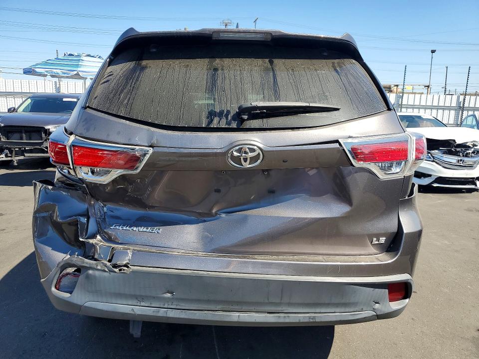 2016 Toyota Highlander VIN 5TDZKRFH8GS121921 COPART salvage auction — REAR END, Ca - Salvage Certificate, sold $4,250 on 2026-07-29 (photo 6)