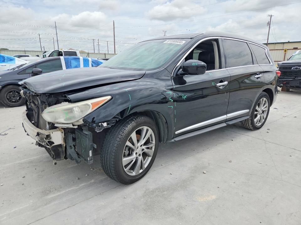 2013 Infiniti Jx VIN 5N1AL0MN4DC319970 COPART salvage auction — FRONT END, Tx - Salvage Vehicle Title, sold $650 on 2026-07-31 (photo 1)