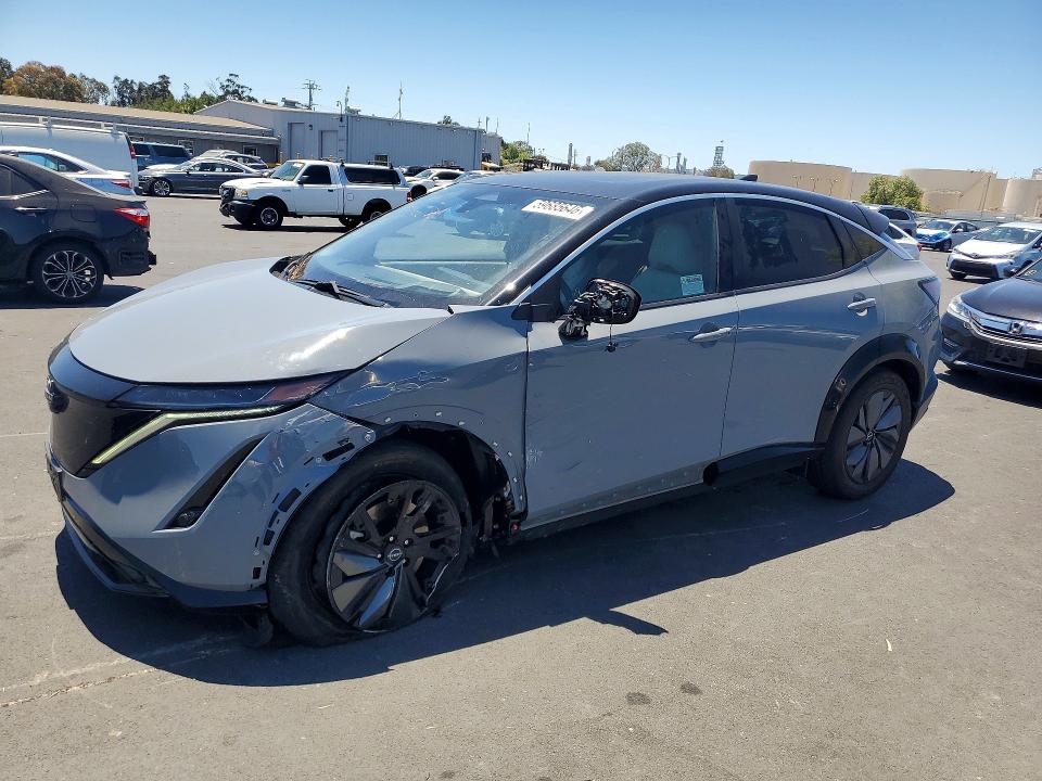 2025 Nissan Ariya VIN JN8BF0BE6SM461025 COPART salvage auction — FRONT END, Ca - Salvage Certificate, sold $9,900 on 2026-07-15 (photo 1)