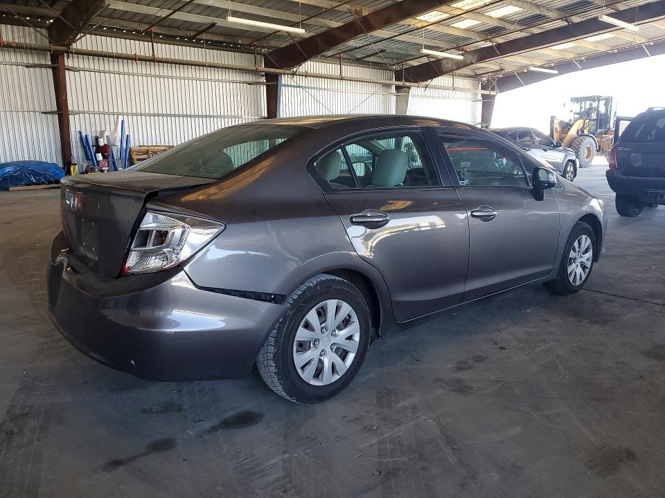 2012 Honda Civic VIN 2HGFB2F56CH594694 COPART salvage auction — REAR END, Ca - Salvage Certificate, sold $1,400 on 2026-07-23 (photo 3)