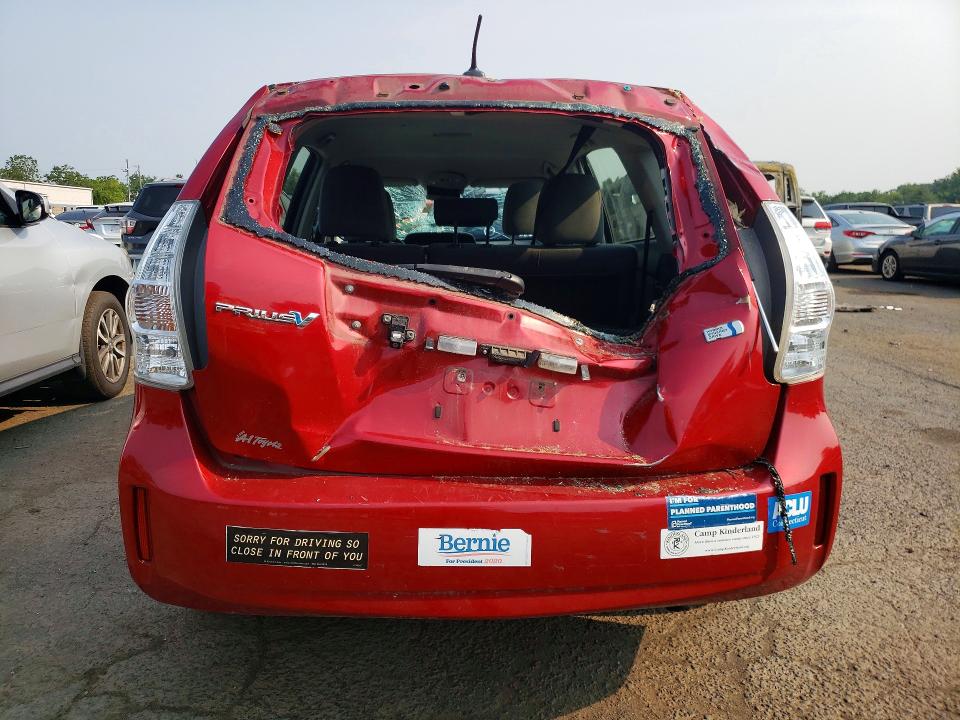 2012 Toyota Prius v VIN JTDZN3EU1C3075766 COPART salvage auction — ROLLOVER, Ct - Cert Of Title-Salvage, sold $1,300 on 2026-07-17 (photo 6)