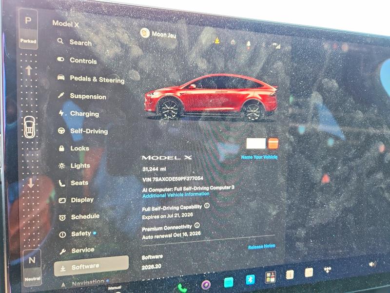 2023 Tesla Model x VIN 7SAXCDE59PF377054 COPART salvage auction — FRONT END, Ca - Salvage Certificate, sold $5,000 on 2026-07-28 (photo 9)