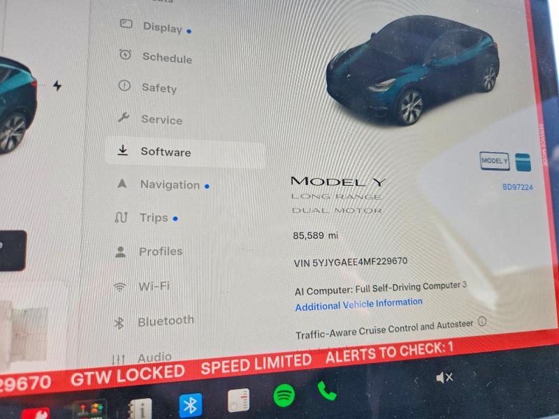 2021 Tesla Model y VIN 5YJYGAEE4MF229670 COPART salvage auction — FRONT END, CT - CERT OF TITLE-SALVAGE, sold $8,900 on 2026-07-23 (photo 9)