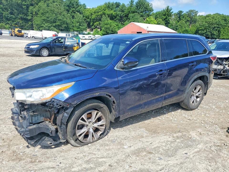 2014 Toyota Highlander VIN 5TDJKRFH5ES065334 COPART salvage auction — FRONT END, Ma - Cert Of Title-Reconstrctd Coll, sold $6,400 on 2026-07-16 (photo 1)