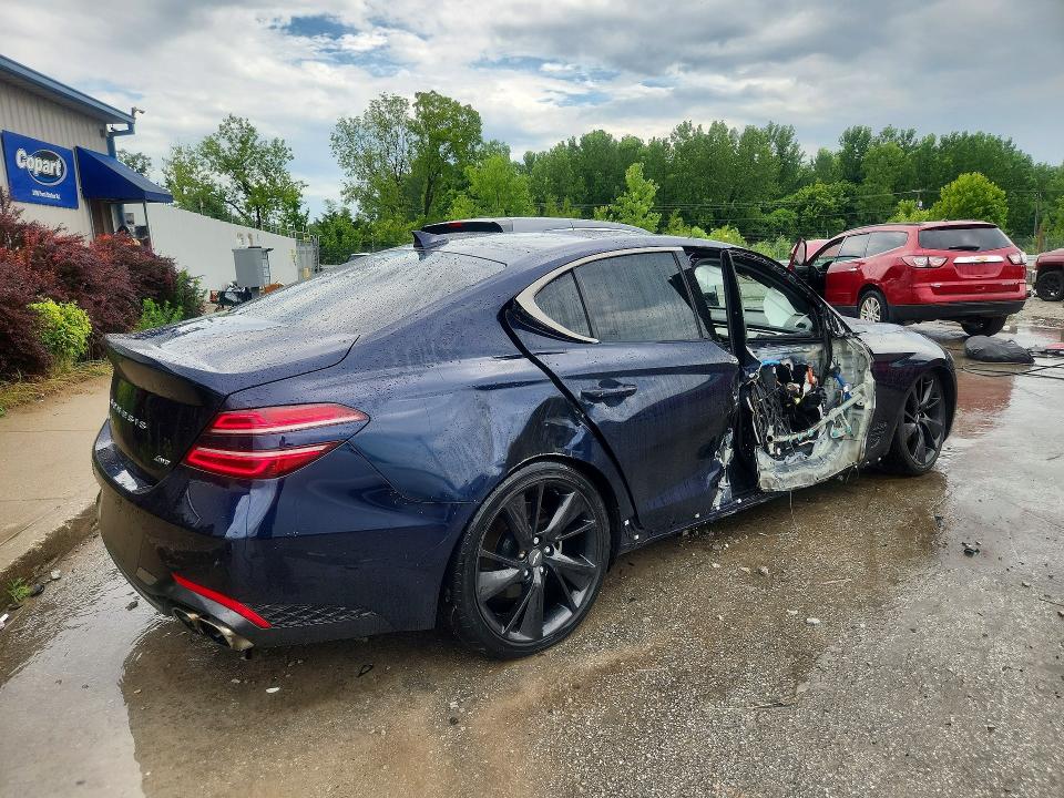 2023 Genesis G70 VIN KMTG34TA7PU109528 COPART salvage auction — SIDE, Salvage Title, sold $9,600 on 2026-08-27 (photo 3)