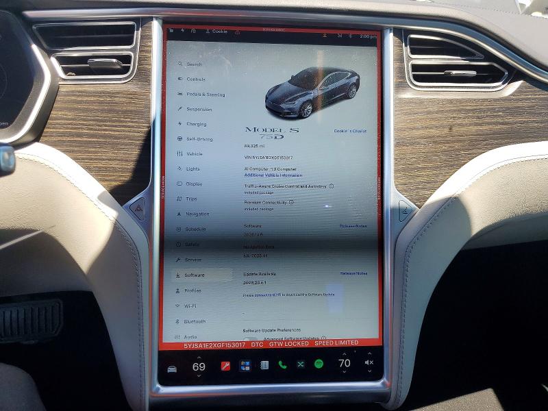 2016 Tesla Model s VIN 5YJSA1E2XGF153017 COPART salvage auction — FRONT END, CA - SALVAGE CERTIFICATE, sold $1,200 on 2026-07-21 (photo 9)