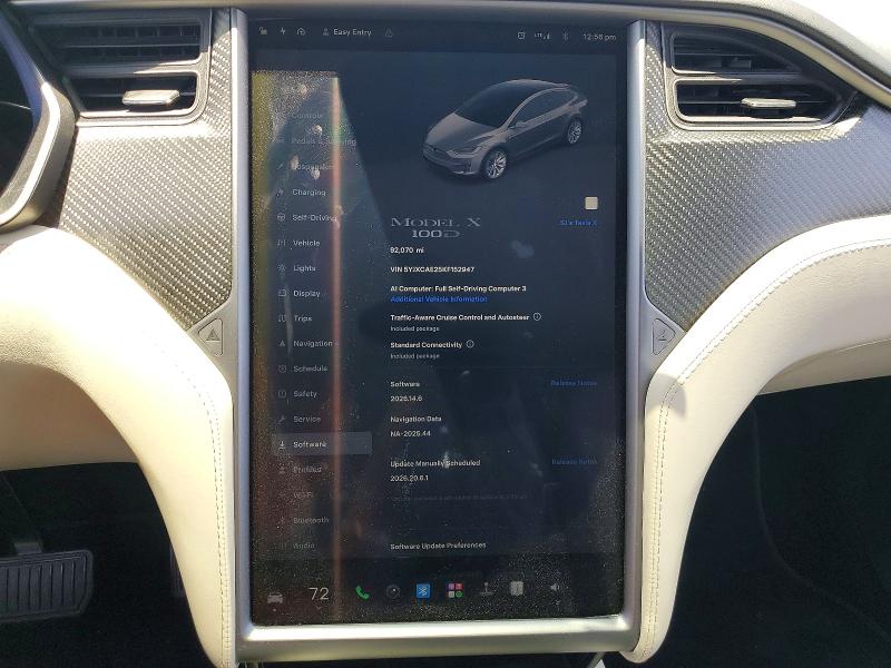 2019 Tesla Model x VIN 5YJXCAE25KF152947 COPART salvage auction — REAR END, Ca - Salvage Certificate, sold $12,900 on 2026-07-22 (photo 9)