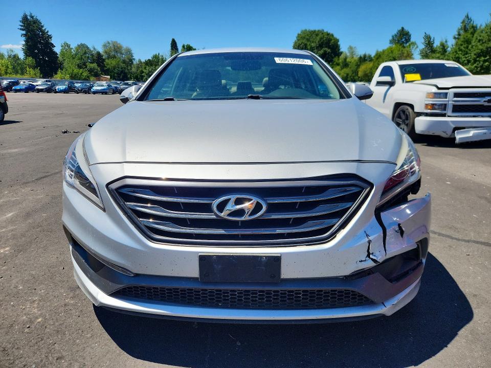 2015 Hyundai Sonata VIN 5NPE34AF6FH091133 COPART salvage auction — FRONT END, Or - Salvage Title Certificate, sold $2,100 on 2026-09-02 (photo 5)