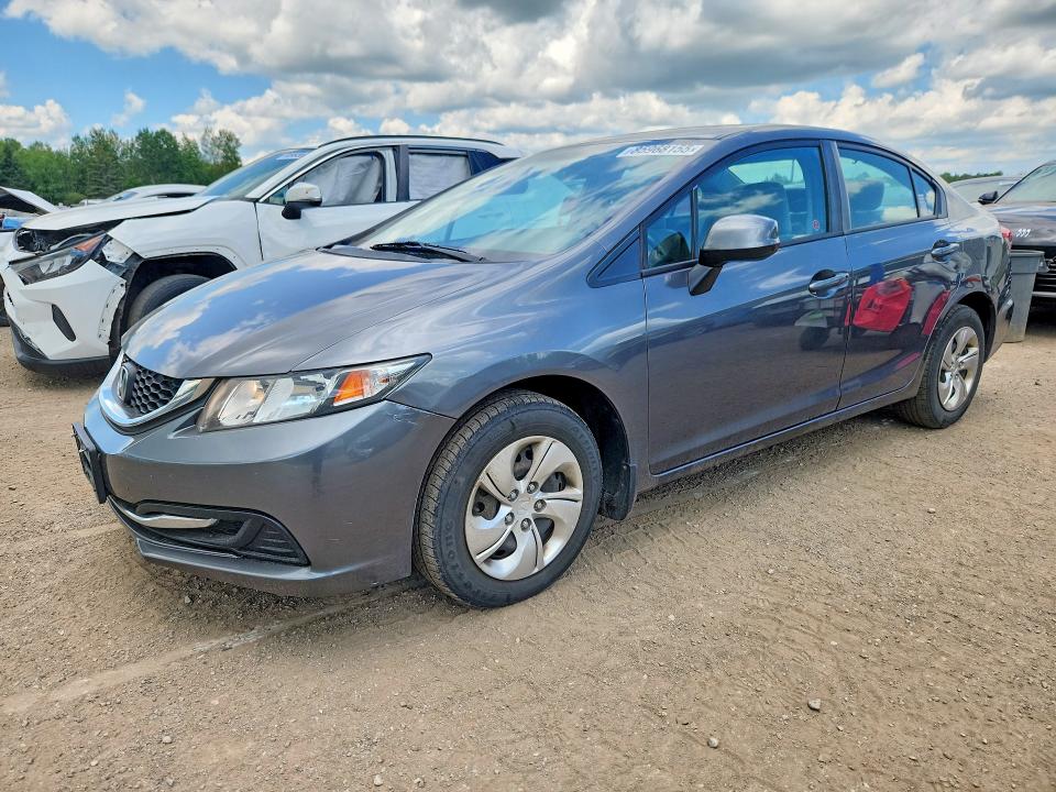 2013 Honda Civic VIN 2HGFB2F44DH105184 COPART salvage auction — SIDE, ON - PERMIT NO BRAND - UNFIT, sold $2,500 on 2026-07-28 (photo 1)