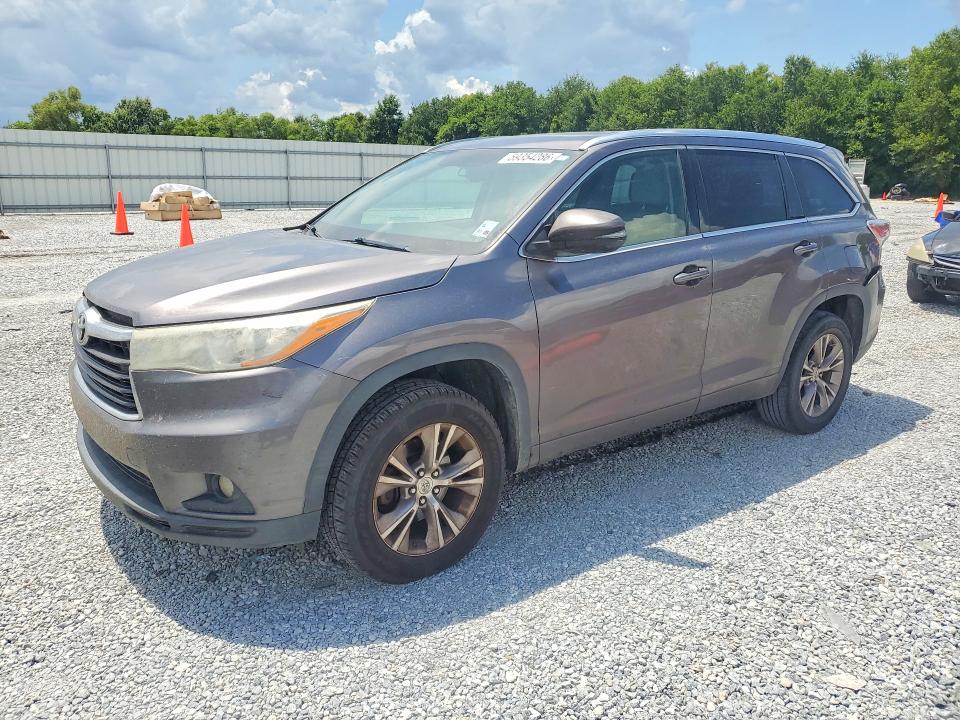 2015 Toyota Highlander VIN 5TDKKRFH3FS092697 COPART salvage auction — REAR END, La - Cert Of Title-Salvage, sold $7,100 on 2026-07-27 (photo 1)