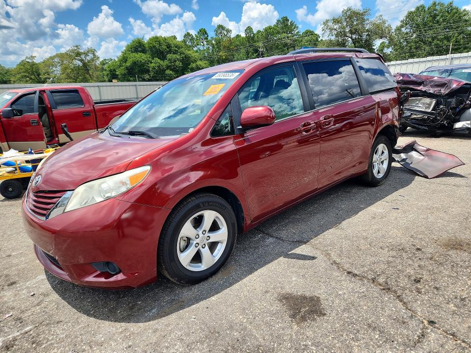 2016 Toyota Sienna VIN 5TDKK3DC1GS748739 COPART salvage auction — REAR END, AL - CERT OF TITLE-SALVAGE TITLE (P), sold $2,850 on 2026-07-27 (photo 1)