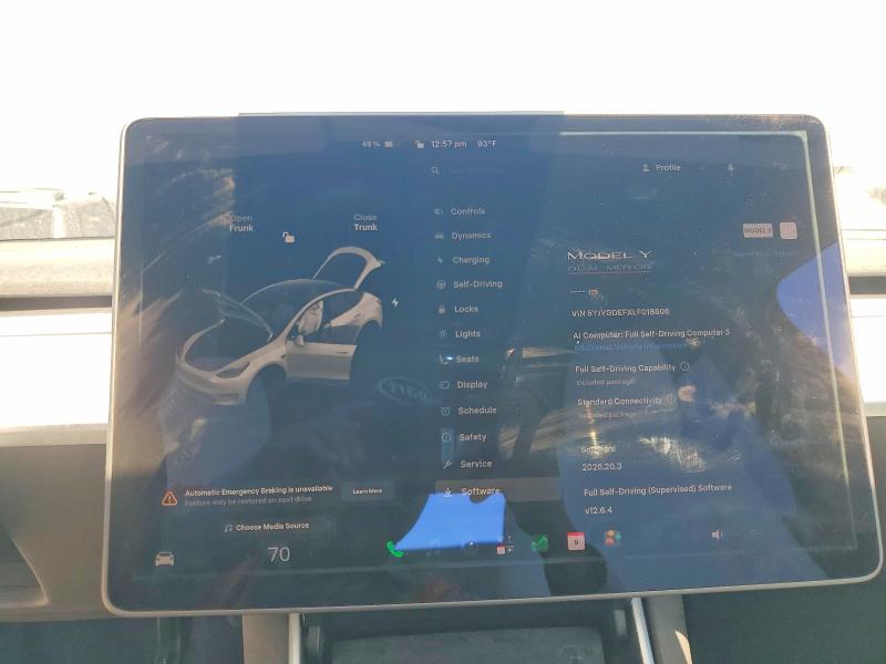 2020 Tesla Model y VIN 5YJYGDEFXLF018806 COPART salvage auction — FRONT END, Ca - Salvage Certificate, sold $9,900 on 2026-07-16 (photo 9)
