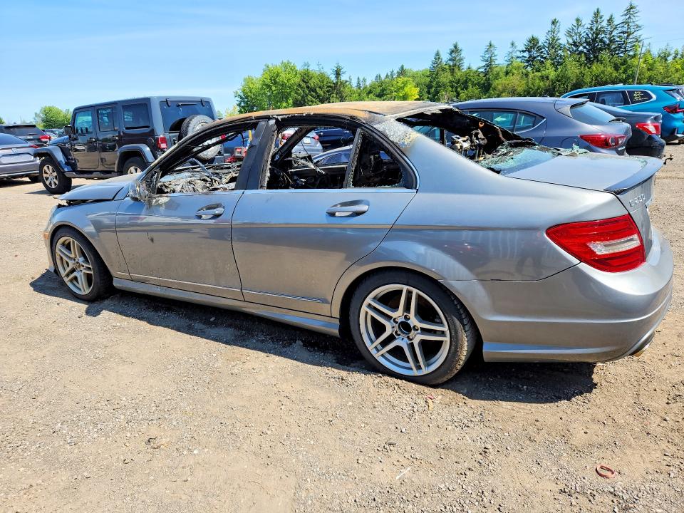 2013 Mercedes-benz C class VIN WDDGF4HBXDA743491 COPART salvage auction — BURN, On - Permit Irrepairable, sold $325 on 2026-07-30 (photo 2)