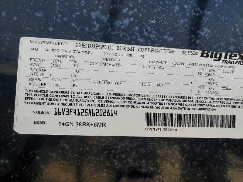 2022 Bigtex Utility tr VIN 16V3F4125N6202814 COPART salvage auction — MINOR DENT/SCRATCHES, CT, sold $3,450 on 2026-09-02 (photo 8)