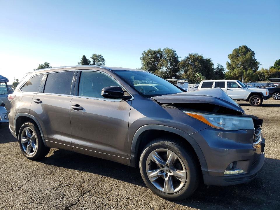 2015 Toyota Highlander VIN 5TDYKRFH5FS054138 COPART salvage auction — FRONT END, Ca - Salvage Certificate, sold $1,200 on 2026-07-21 (photo 4)