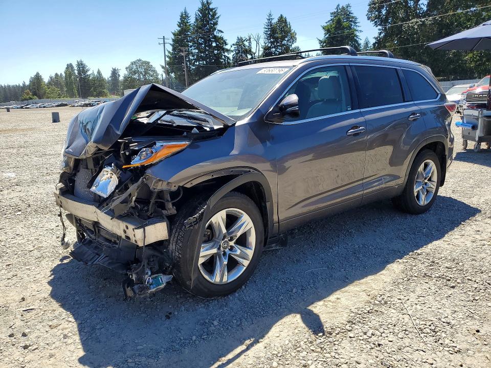 2016 Toyota Highlander VIN 5TDDKRFH2GS355773 COPART salvage auction — FRONT END, WA - BILL OF SALE, sold $4,400 on 2026-07-24 (photo 1)