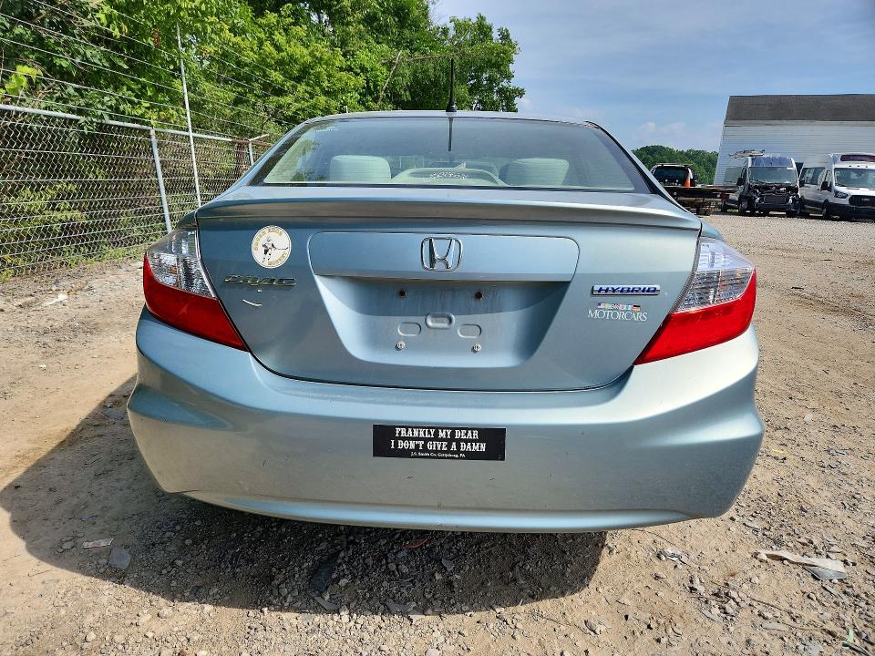 2012 Honda Civic VIN JHMFB4F26CS004386 COPART salvage auction — FRONT END, Oh - Certificate Of Title, sold $950 on 2026-07-29 (photo 6)