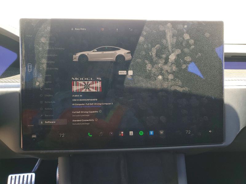 2022 Tesla Model s VIN 5YJSA1E63NF484019 COPART salvage auction — FRONT END, Ca - Salvage Certificate, sold $60 on 2026-07-30 (photo 9)